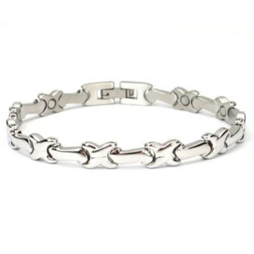 316L stainless‎ steel silver magnetic hypoallergenic bracelet 7.5. Inches